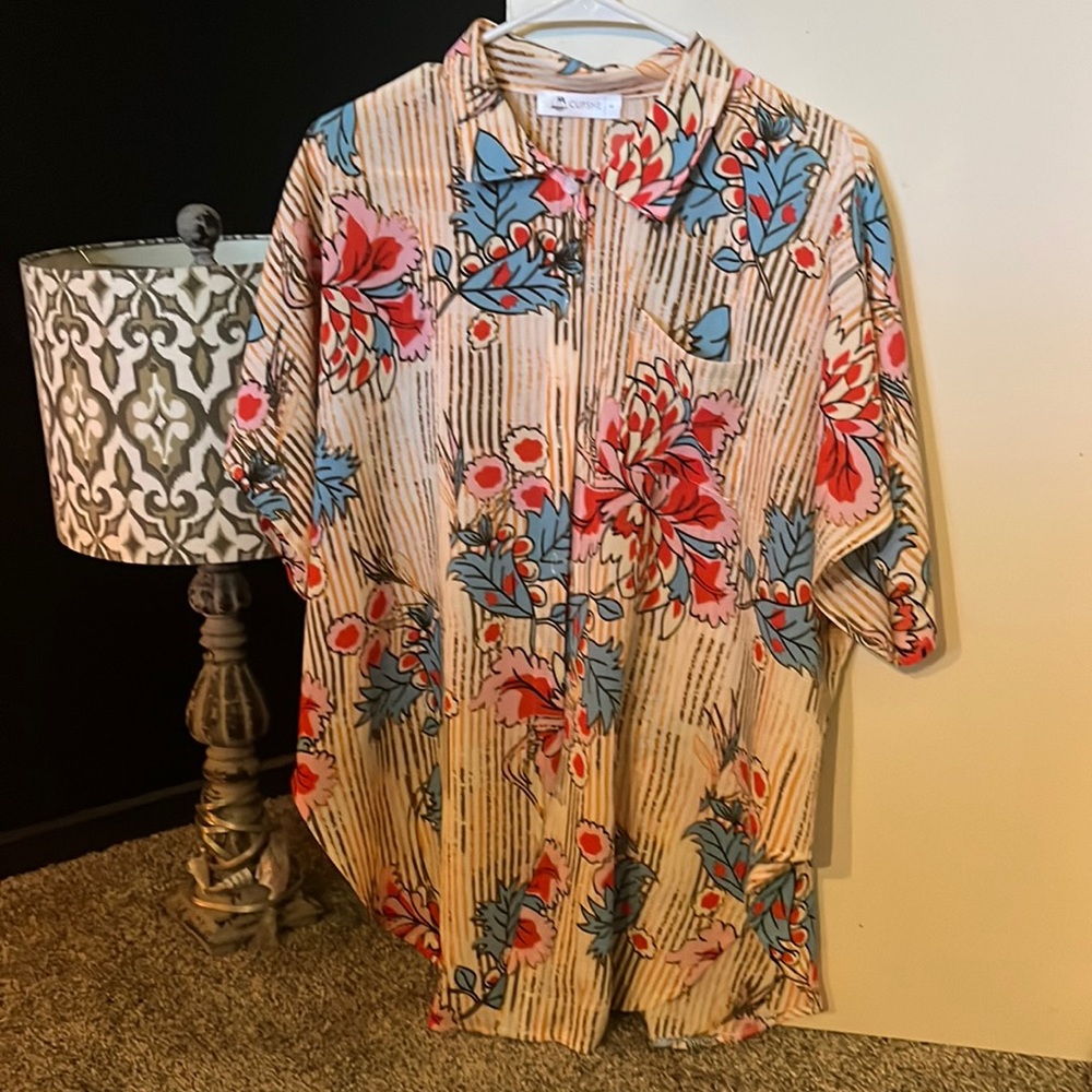 CUPSHE Floral Swim Cover Button Up Women’s Size Small